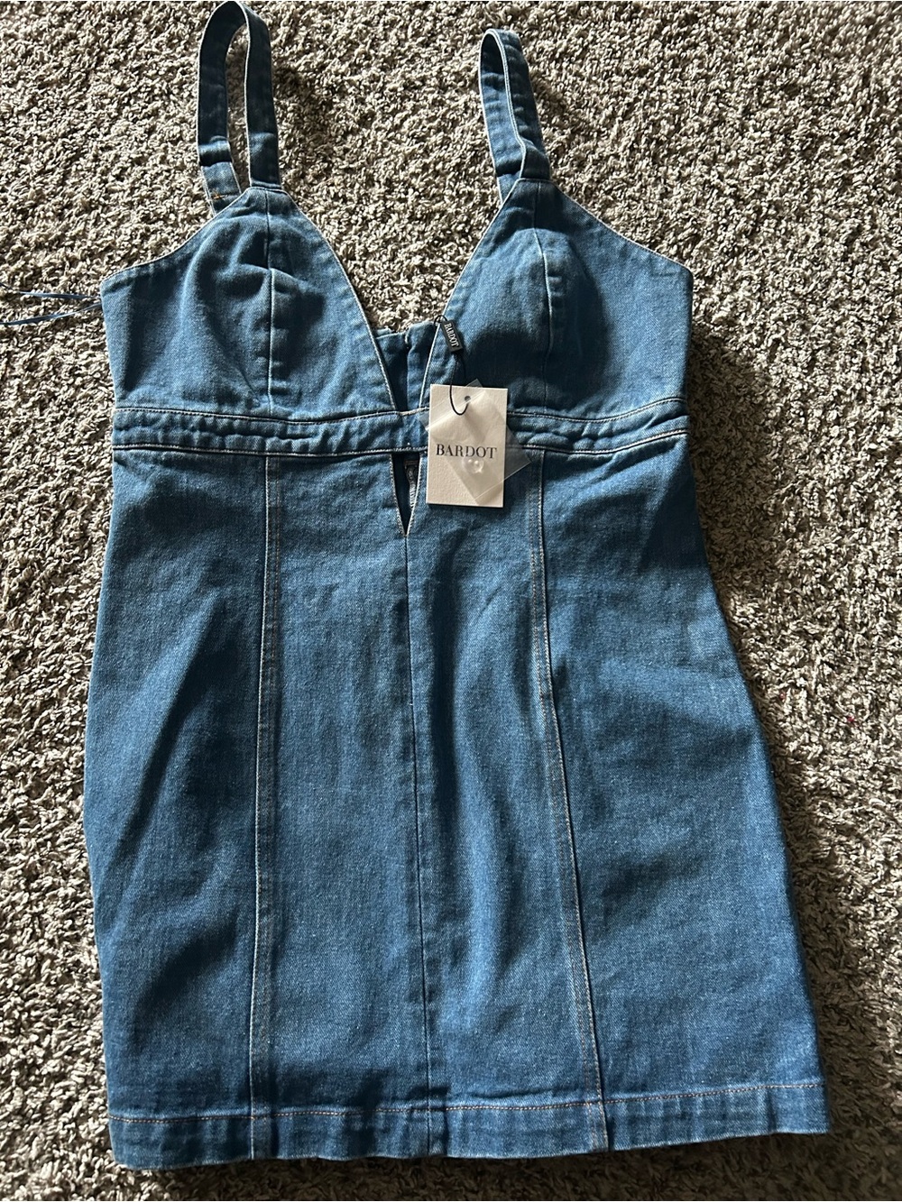 Bardot Blue Denim Fitted Mini Dress